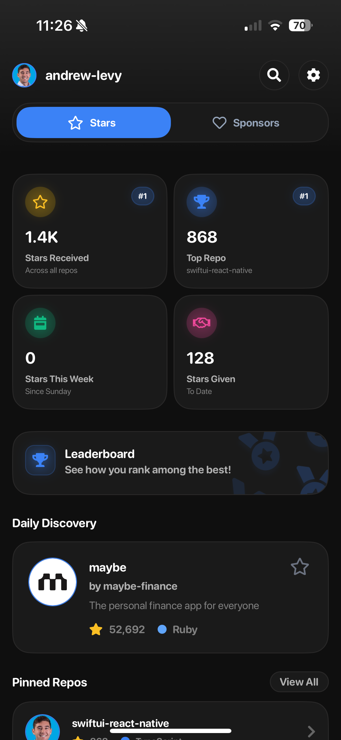 Stellar GitHub Tracker App